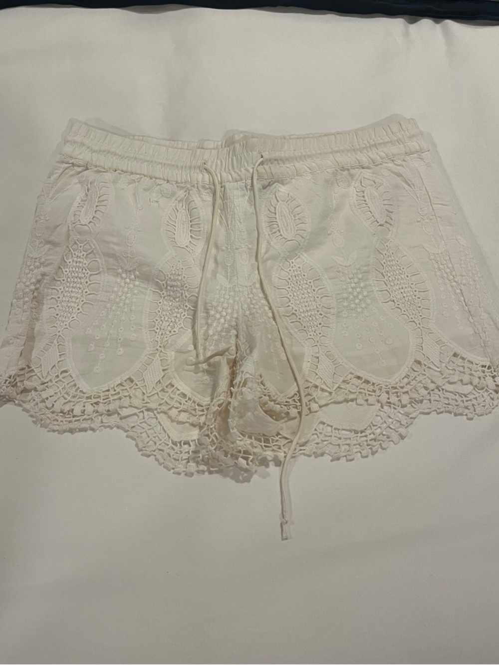 LOFT White Eyelet Lace Shorts with Drawstring
